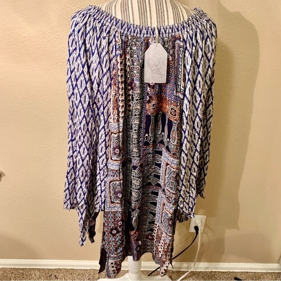 NWT Hem & Thread Skirt Poncho Combo Large Patchwork Boho Rayon Floral Geometric - Picture 13 of 15